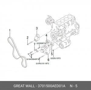 Ролик приводного ремня GREAT WALL Wingle 7 обводной генератора ОЕ 3701500AED01A GREAT WALL