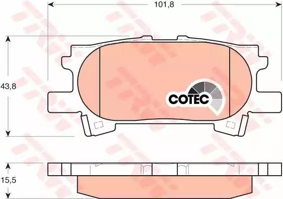 Колодки тормозные LEXUS RX300 (03-) задние (4шт.) TRW GDB3339 TRW