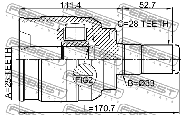 ШРУС внутренний HYUNDAI ix35 (CZECH PLANT-EUR) (2011-2013) 1211-IX35AT 1211-IX35AT FEBEST