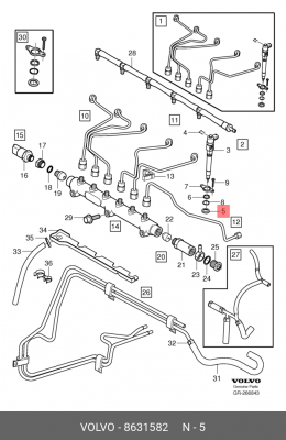 прокладка форсунки BMW 8631582 8631582 VOLVO