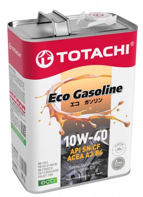Масло моторное TOTACHI Eco GasoLine Semi-Synthetic SN/CF 10W-40 4л (458990493491 10904 TOTACHI