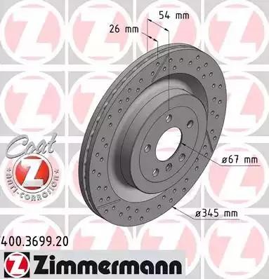 диск тормозной !задн. 345x26/54-5x112 \ MB ML 2.2-3.5i/D 11> 400.3699.20 ZIMMERMANN