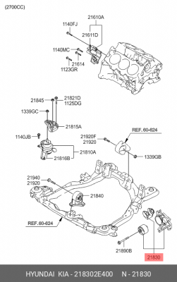 Опора двигателя HYUNDAI Tucson (04-) KIA Sportage (04-) левая OE 218302E400 HYUNDAI KIA