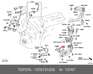 трубка маслоохладителя!\ Lexus RX350, Toyota Camry 06> 15767-31020 TOYOTA