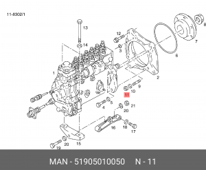 6-гран. гайка с буртиком M10-15-CK45V-SW 51905010050 MAN