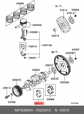 вкладыши коренные! STD\ Mitsubishi Lancer 1.3-1.5 4G13-4G15 88> 1052A016 MITSUBISHI