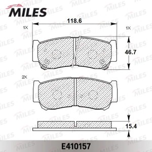 Колодки тормозные задние (Смесь Low-Metallic) HYUNDAI H-1 01-/SANTA FE (CM)/(SM) E410157 MILES