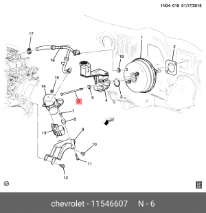 Болт CADILLAC XTS усилителя вакуумного OE 11546607 GENERAL MOTORS