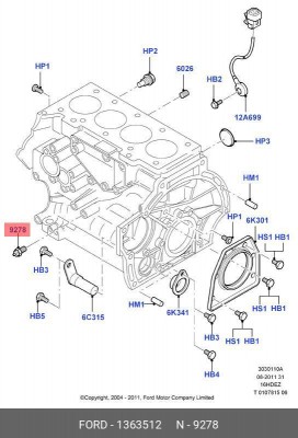 Датчик давления масла FORD Galaxy,Transit (06-) OE 1 363 512 FORD