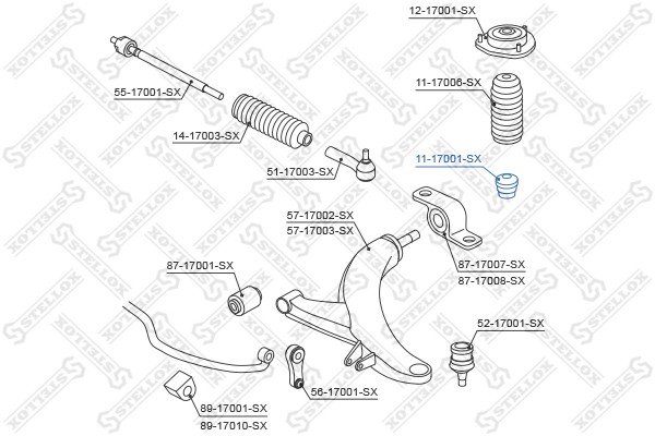 отбойник амортизатора переднего!\ Subaru Forester 97>/Impreza 93>/Legasy 89> 11-17001-SX STELLOX