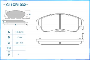Замена на C11CR0310 Тормозные колодки передние Low Metallic C11CR1032 C11CR1032 CWORKS
