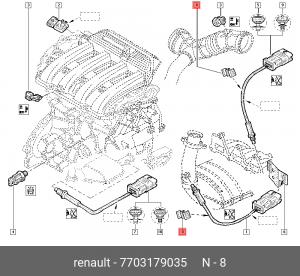 Фиксатор RENAULT Trafic (09-) трубки стеклоомывателя OE 7703179035 RENAULT