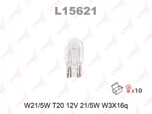 Лампа накаливания W21/5W T20 12V 21/5W W3X16q  L15621 L15621 LYNXAUTO