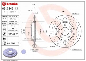 Диск тормозной HYUNDAI Elantra (10-) KIA Ceed (12-) передний (1шт.) BREMBO 09C2491X BREMBO