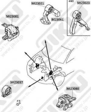 Опора двигателя задняя MITSUBISHI OUTLANDER 06-, GALANT 07- AT MI23021 MI23021 JIKIU