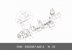 Щиток вала тормозной колодки 3310/3250 3502087-A6E-A FAW