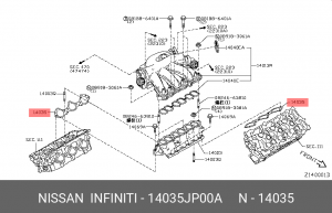 Прокладка коллектора 14035-JP00A 14035-JP00A NISSAN