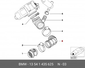 патрубок воздушного фильтра!\ BMW 7-ser E38/5-ser E39 94-04 13 54 1 435 625 BMW