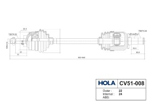 Привод колес передних ВАЗ 2108, 2115 (левый) в сб. CV51-008 HOLA