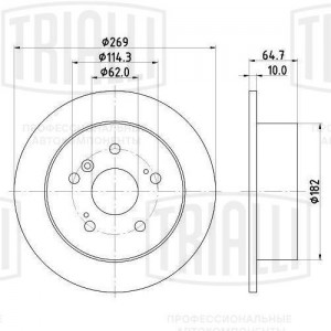Диск торм. Toyota Camry (96-) зад. d=269 R14 (DF 190322)  2шт DF 190322 TRIALLI