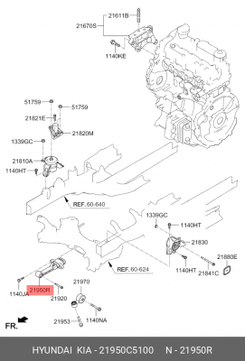 Опора двигателя KIA Sorento (15-) (TCI) передняя OE 21950C5100 HYUNDAI KIA