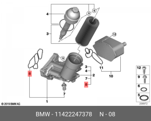 прокладка корпуса масляного фильтра!\ BMW E60/E65 3.0D 99> 11 42 2 247 378 BMW