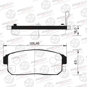 Колодки тормозные дисковые Avantech задние (противоскрипная пластина в компл.) AV205 AVANTECH