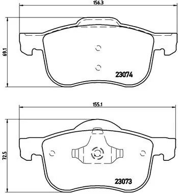 Колодки тормозные VOLVO S60,S80,V70,XC70 (97-07) передние (4шт.) BREMBO P86016 BREMBO