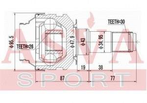 ШРУС ВНУТРЕННИЙ ЗАДНИЙ 26x43x30 TYRIUGXE20 TYRIU-GXE20 ASVA