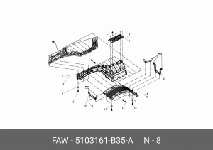 Левый верхний брызговик 5103161-B35-A FAW