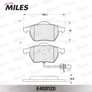 Колодки тормозные передние (с датчиком) (Смесь Low-Metallic) (AUDI 100/A6 (C4))  E400120 MILES