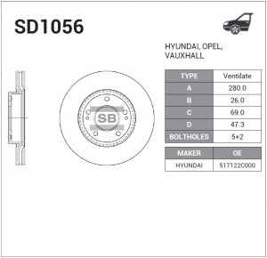 Диск тормозной передний HYUNDAI Tucson/Sonata/Elantra SD1056 SD1056 SANGSIN
