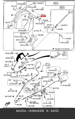 UH88-44-308 ПРУЖИНА ТОРМОЗНОГО ТРОСА UH8844308 MAZDA