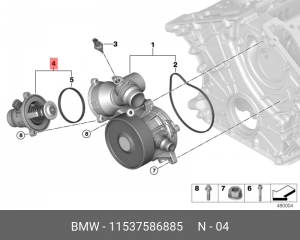 Термостат BMW 5 (E60),7 (E65,F01,F02),X5 (E70),X6 (E71) (N63) OE 11 53 7 586 885 BMW