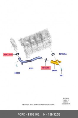 прокладка водяного шланга!\ Ford Focus CA5/CAP 1 308 102 FORD