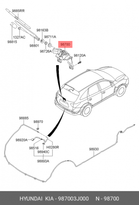 Мотор-редуктор стеклоочистителя HYUNDAI ix55 (08-) заднего OE 987003J000 HYUNDAI KIA
