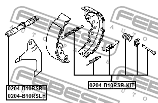 К-кт монтажный барабанных колодок NISSAN ALMERA 2006-2012 0204-B10RSR-KIT 0204-B10RSR-KIT FEBEST