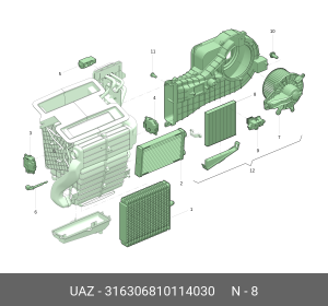 Фильтр воздушный САЛОНА УАЗ Патриот (после 2012 г. в.) - ООО УАЗ 3163-06-8101140 316306810114030 UAZ UAZ
