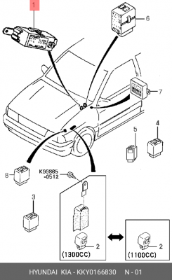 Реле указателя поворота и аварийной сигнализации, 1.5а KKY0166830 HYUNDAI KIA