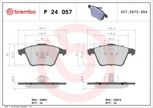 P24057 964 20 !колодки дисковые п.\ Volvo S40/V50 1.6-2.5/1.6D/2.0D 04> P24057 BREMBO