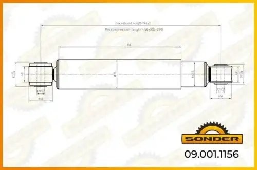 Амортизатор подвески (задний) MB о.н A0063262000 — 2 года безусловной гарантии 090011156 SONDER