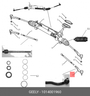 НАКОНЕЧНИК РУЛЕВОЙ ТЯГИ ЛЕВЫ GEELY MK 1014001960 1014001960 GEELY