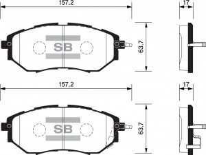 Колодки тормозные SUBARU Legacy,Outback,Tribeca (03-) (2.0/3.6) передние (4шт.)  SP1534 SANGSIN