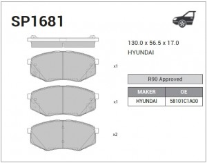 Колодки передние HYUNDAI SONATA (LF) 2014- SP1681 SP1681 SANGSIN