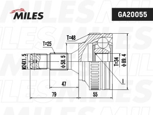 ШРУС наружный CITROEN BERLINGO/PEUGEOT PARTNER/207/308 1.4-2.0 99- (с ABS) (GKN  GA20055 MILES