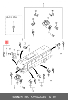Замок двери KIA GB AA96A76980 HYUNDAI KIA