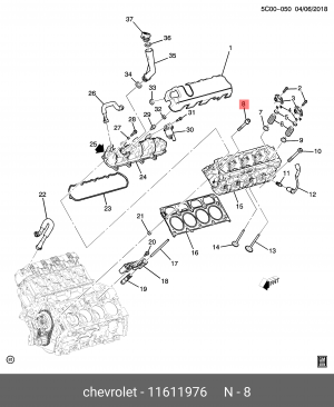Болт CHEVROLET Camaro головки блока OE 11611976 GENERAL MOTORS