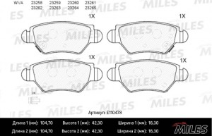 Колодки тормозные задние (Смесь Semi-Metallic) OPEL ASTRA G 98/ZAFIRA 0305 (TRW  E110478 MILES