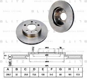 Диск тормозной передний вентилируемый CITROEN Jumper 06-FIAT Ducato 06-PEUGEOT B BS0241 BLITZ