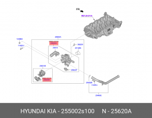 Термостат HYUNDAI Santa Fe, Sonata, KIA Sorento в сборе OE 255002S100 HYUNDAI KIA